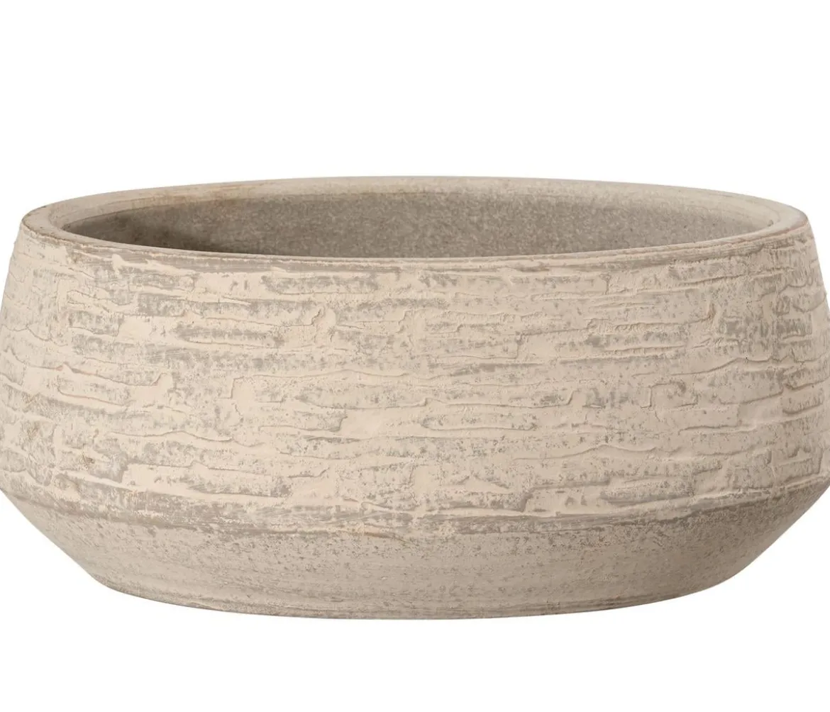 Dehner Keramik-Schale Tristan, bauchig, creme/braun, ca. Ø27/H11 cm