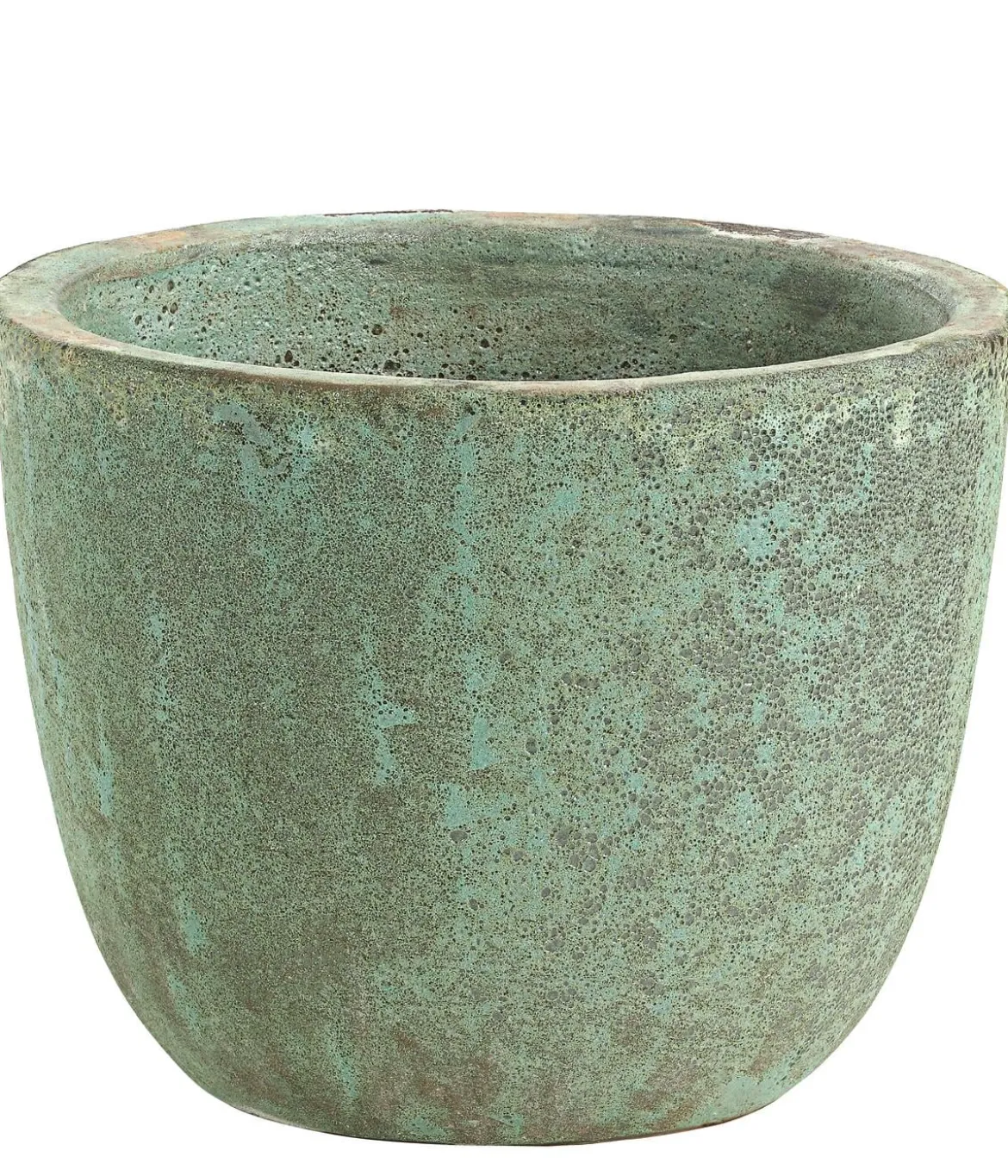 Dehner Keramik-Topf Rhodos, rund, blau-grün