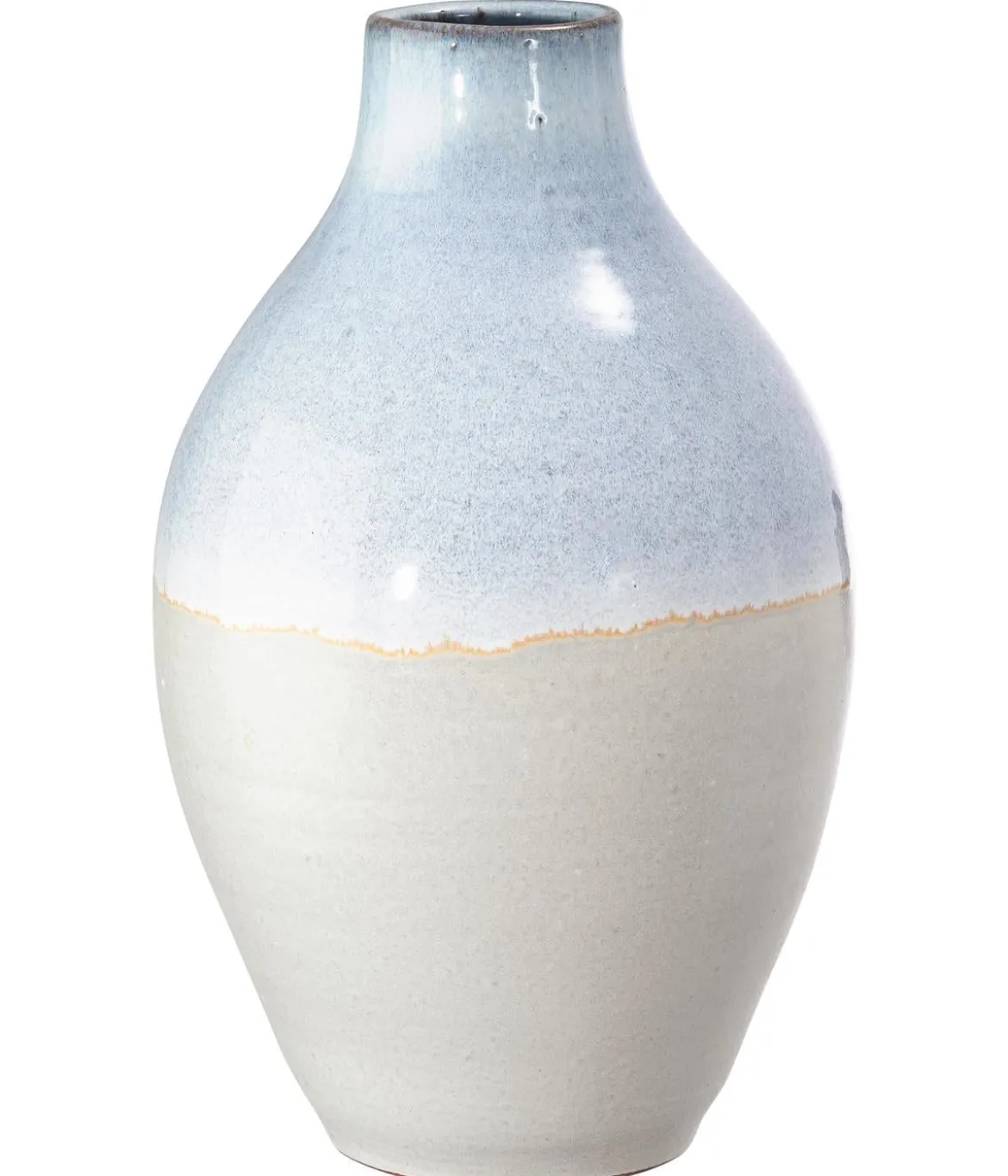 Dehner Keramik-Vase Miu, bauchig, hellblau/creme, ca. Ø21/H35 cm