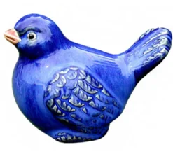 Dehner Keramik-Vogel, blau glasiert, 11 x 6 x 7 cm