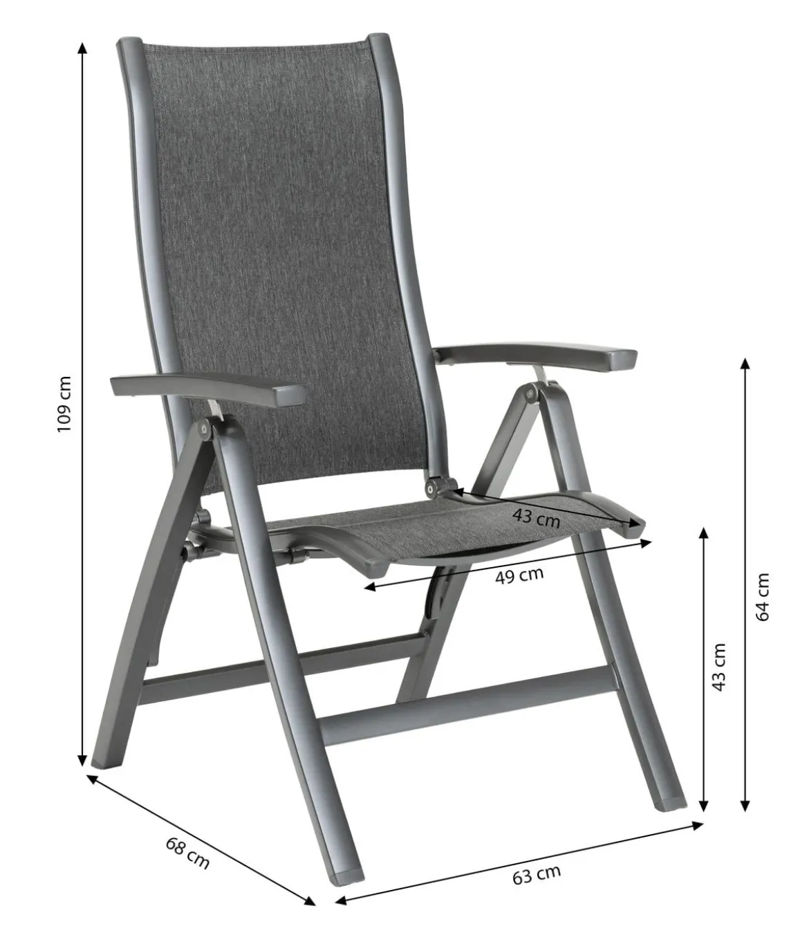 Dehner Klappsessel Chicago Dark, ca. B63/H109/T68 cm