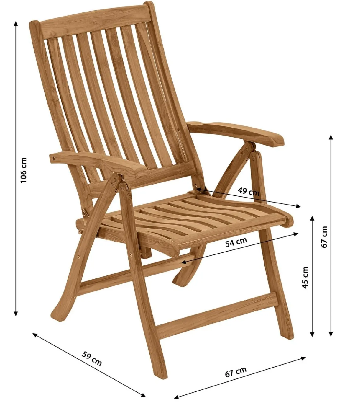 Dehner Klappsessel Havanna, ca. B67/H103/T59 cm