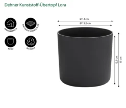 Dehner Kunststoff-Übertopf Lora, rund