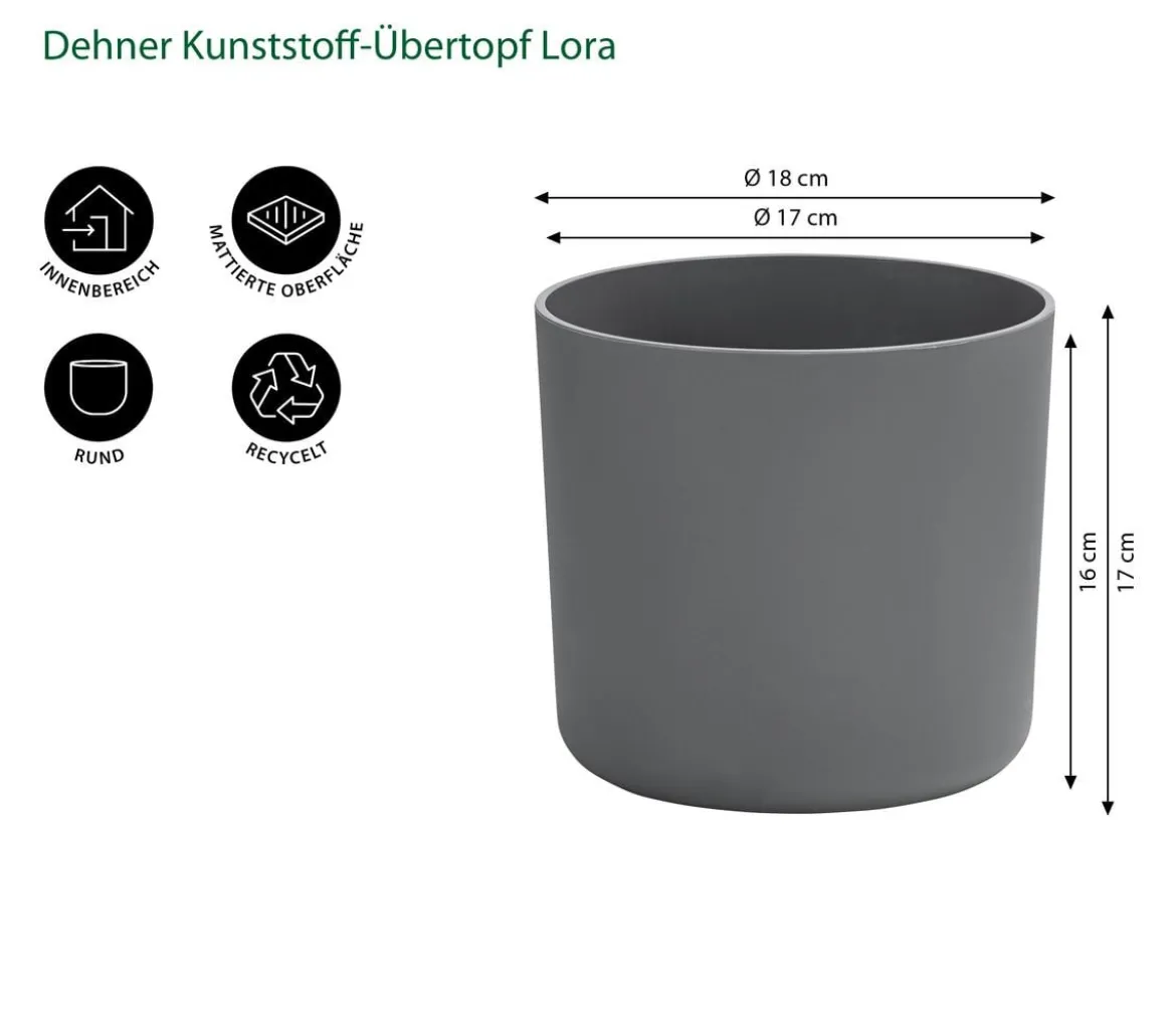 Dehner Kunststoff-Übertopf Lora, rund