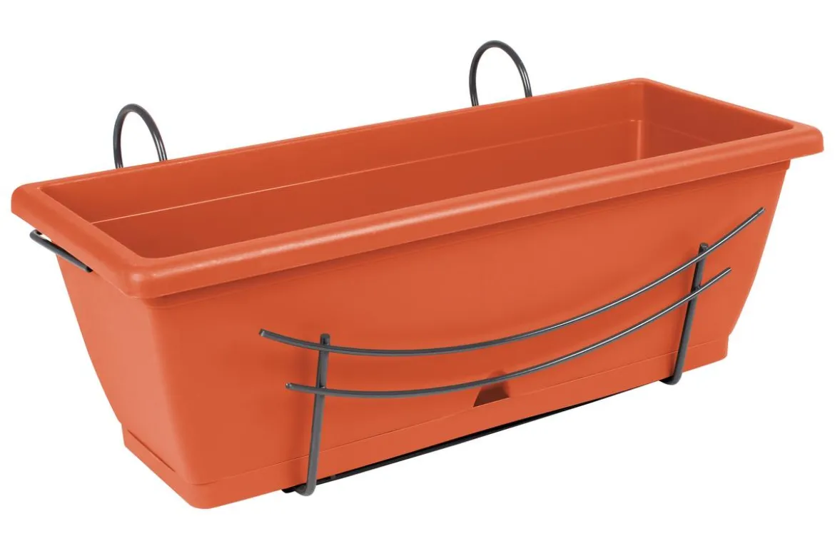 Dehner Kunststoff-Blumenkasten Komplettset, ca. B50/H29/T22 cm, terrakotta