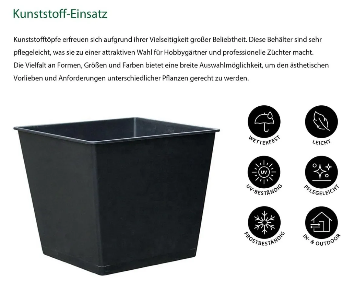 Dehner Kunststoff-Einsatz, eckig, schwarz