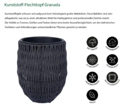 Dehner Kunststoff-Flechttopf Granada, rund, schwarz