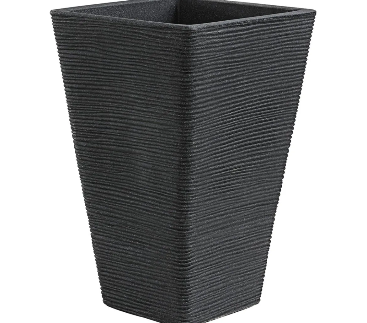 Dehner Kunststoff-Pflanzvase Capri, konisch, anthrazit, ca. B35/H55/T35 cm