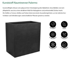 Dehner Kunststoff-Raumtrenner Palermo, rechteckig, anthrazit, ca. B60/H60/T26 cm
