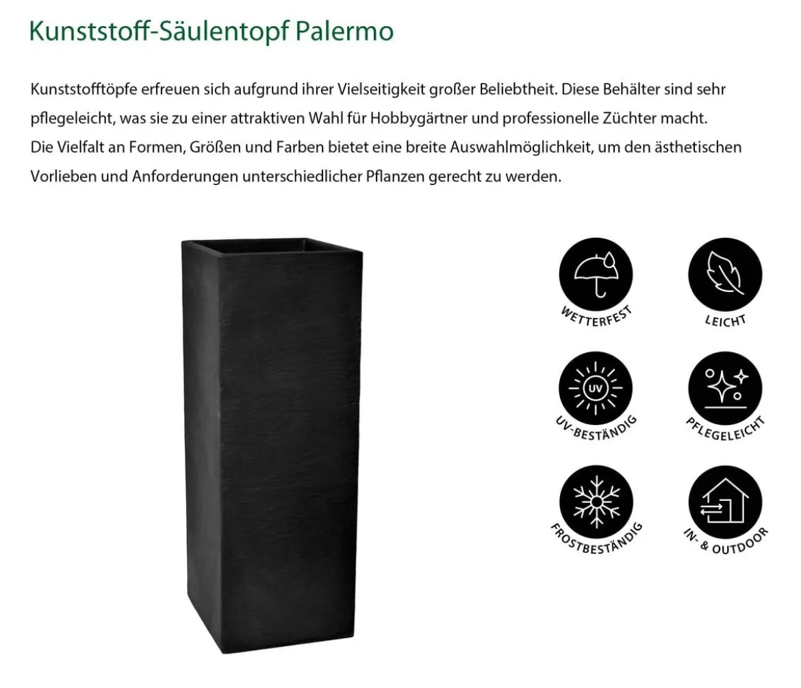 Dehner Kunststoff-Säulentopf Palermo, quadratisch