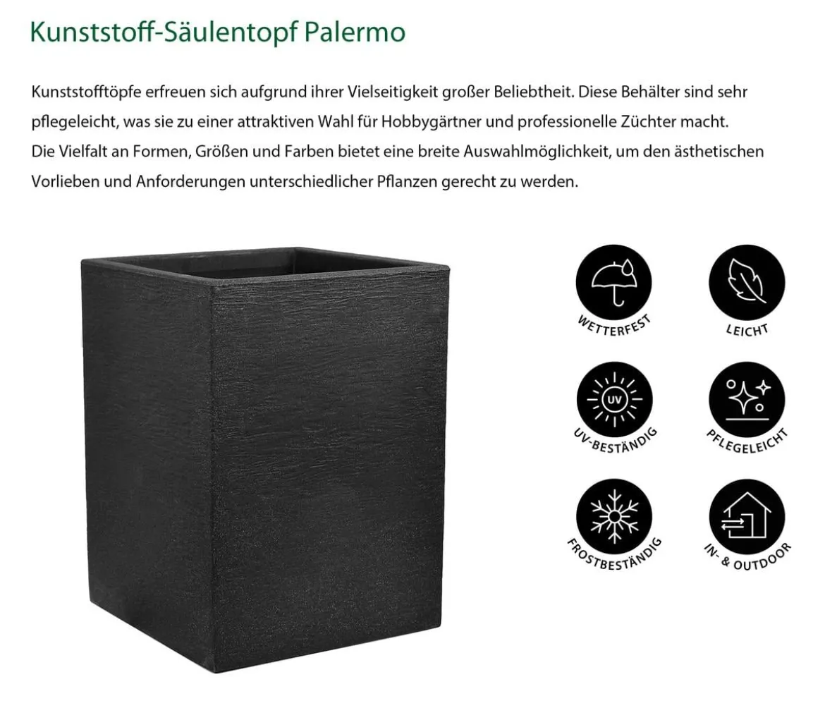 Dehner Kunststoff-Säulentopf Palermo, quadratisch