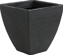 Dehner Kunststoff-Topf Capri in Riffeloptik, konisch, anthrazit, ca. B40/H42/T40 cm