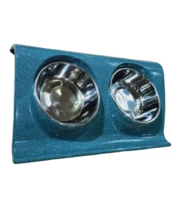 Dehner Lieblinge Doppel-Melaminnapf, silber/blau