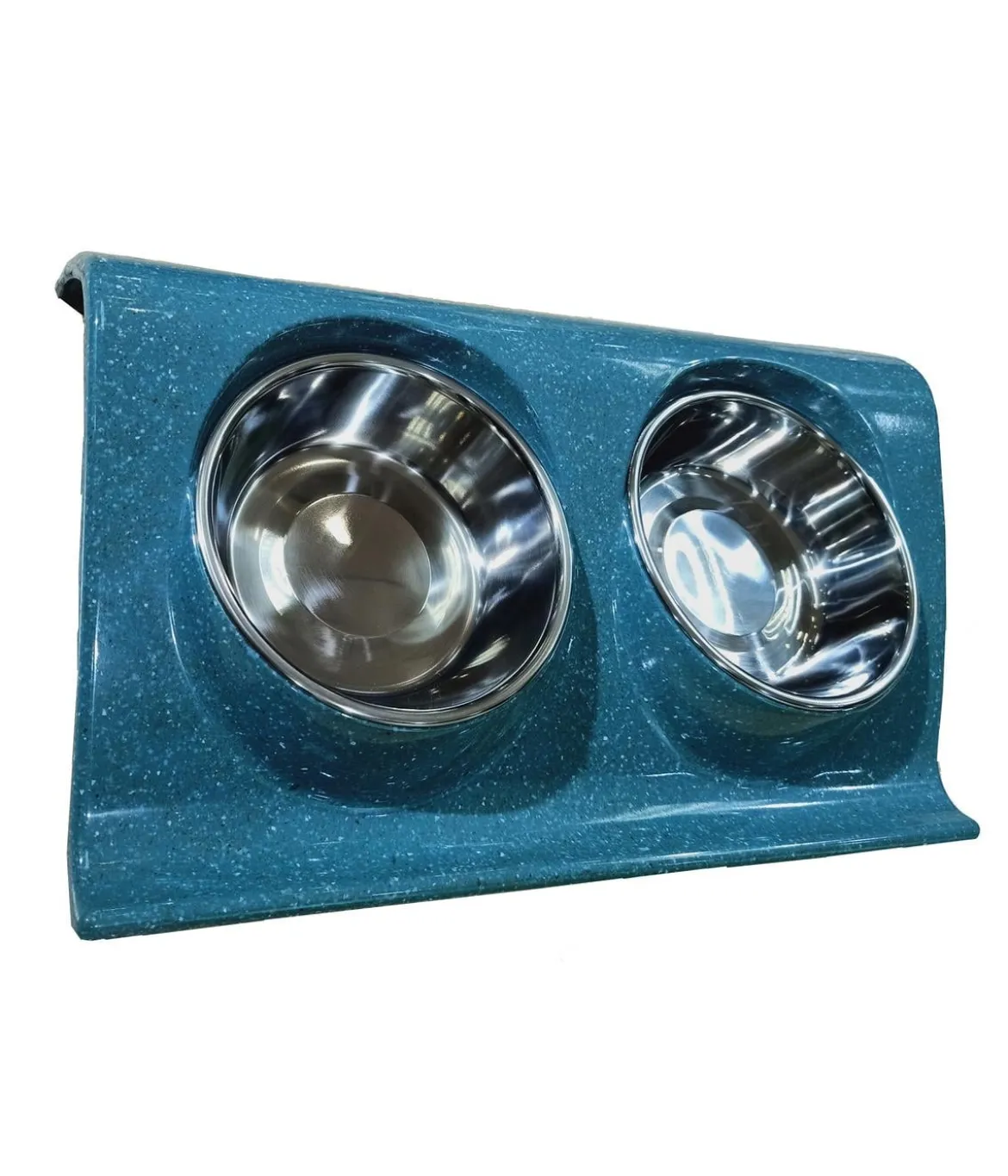 Dehner Lieblinge Doppel-Melaminnapf, silber/blau