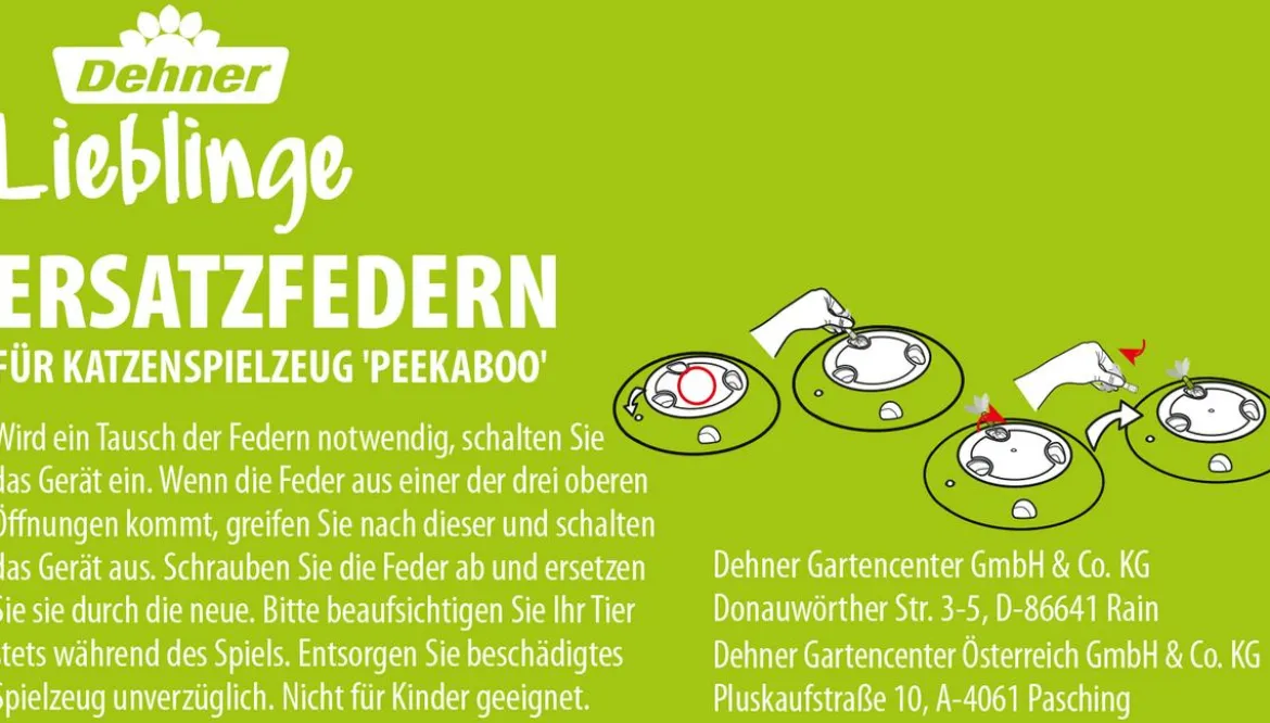 Dehner Lieblinge Ersatzfedern für Katzenspielzeug Peekaboo, 2 Stk