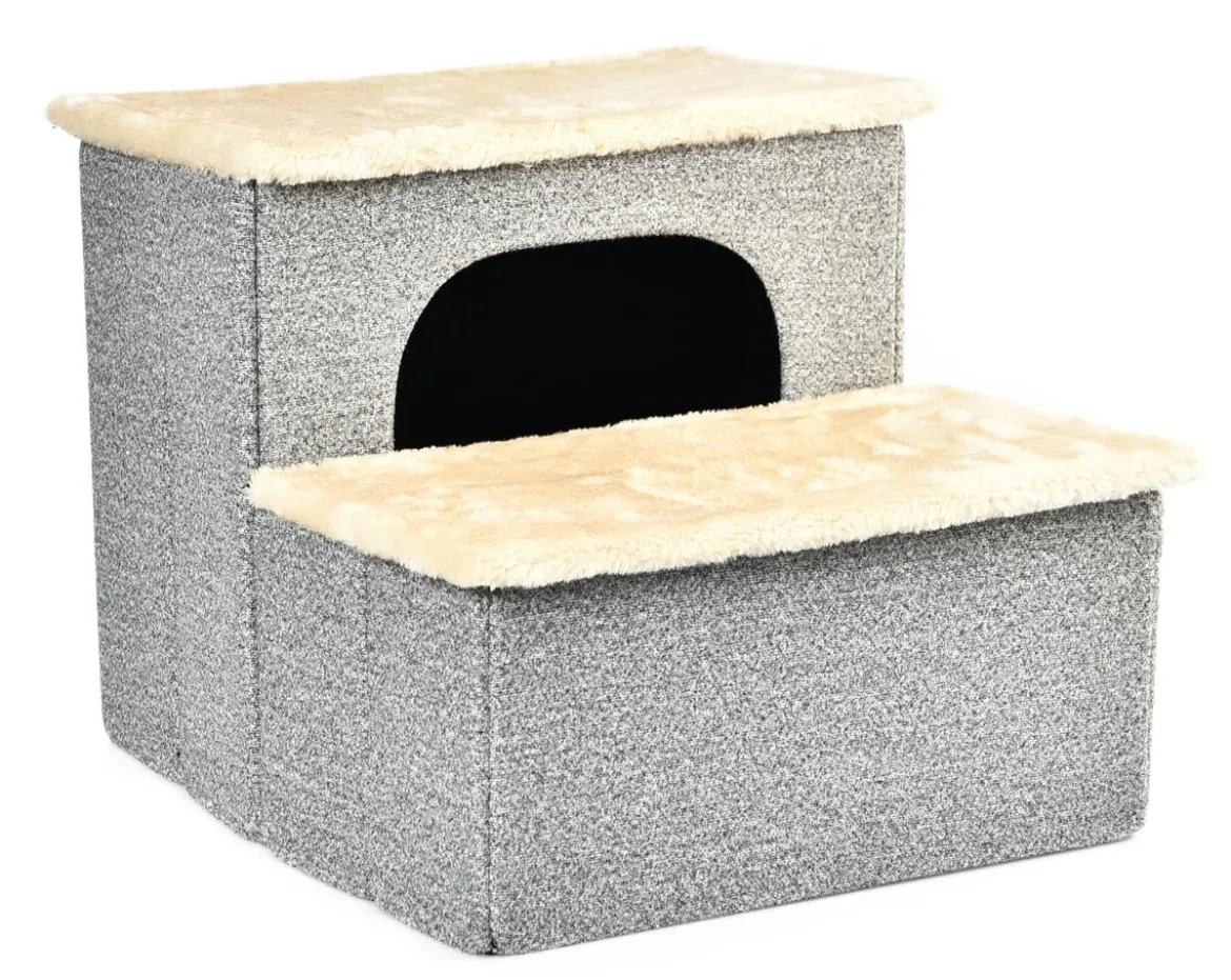 Dehner Lieblinge Haustiertreppe Sussex, grau/creme, ca. B43/H33/T35,5 cm