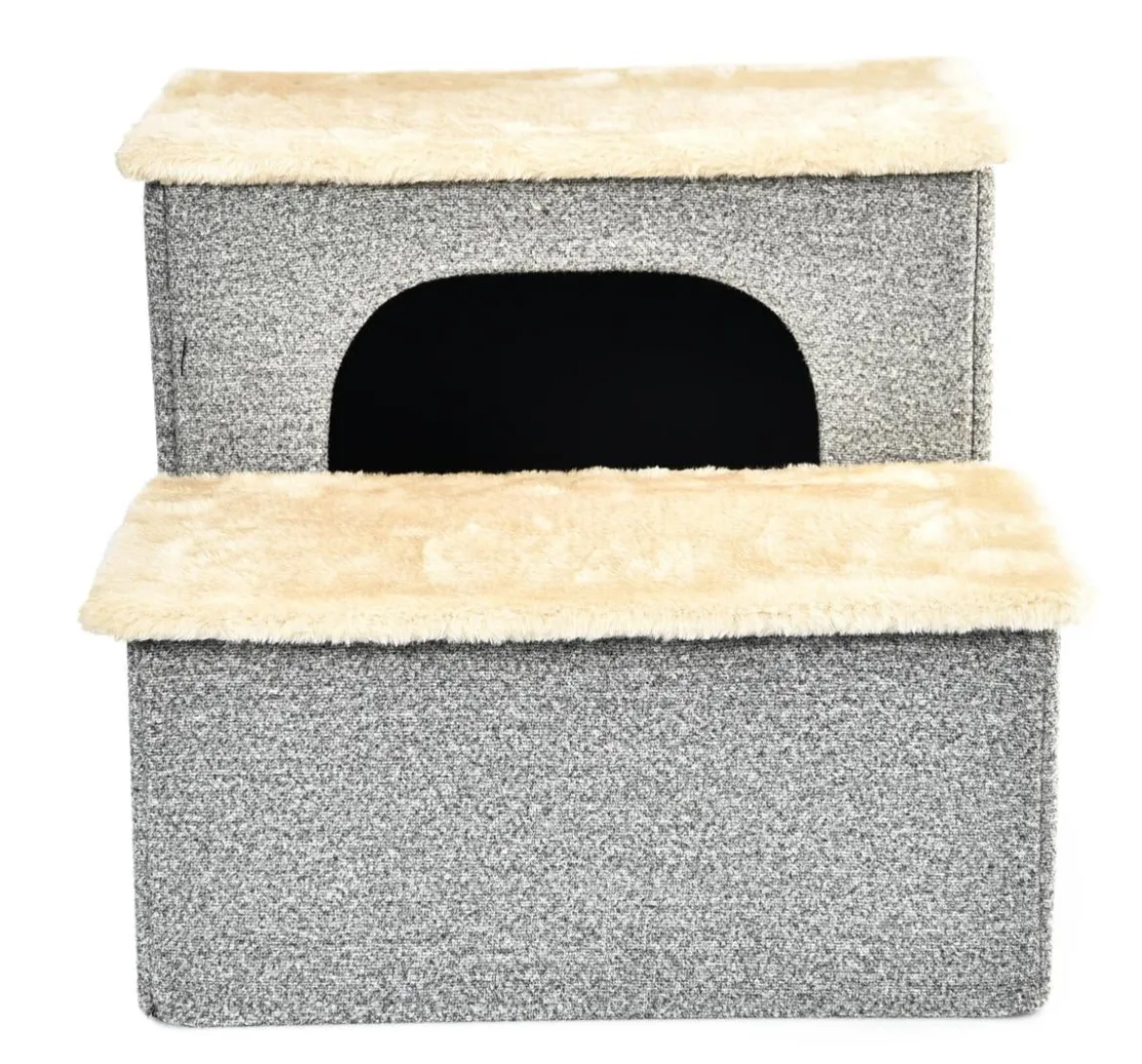 Dehner Lieblinge Haustiertreppe Sussex, grau/creme, ca. B43/H33/T35,5 cm