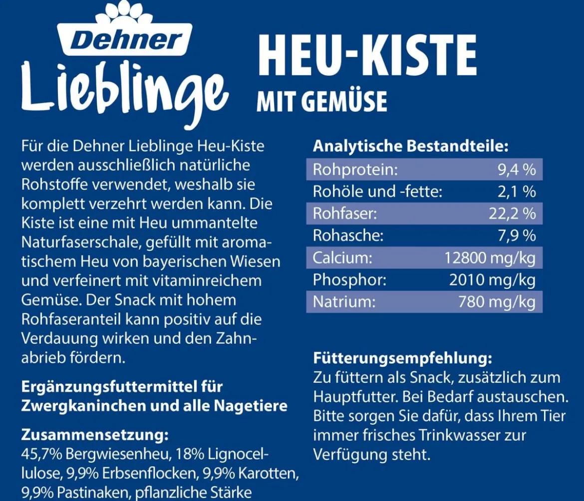 Dehner Lieblinge Heu-Kiste mit Gemüse, 100 g