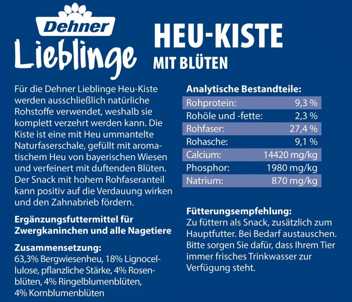 Dehner Lieblinge Heu-Kiste mit Blüten, 100 g