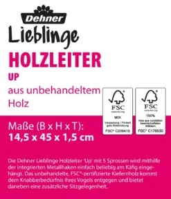 Dehner Lieblinge Holzleiter up, ca. B14,5/H45/T1,5 cm