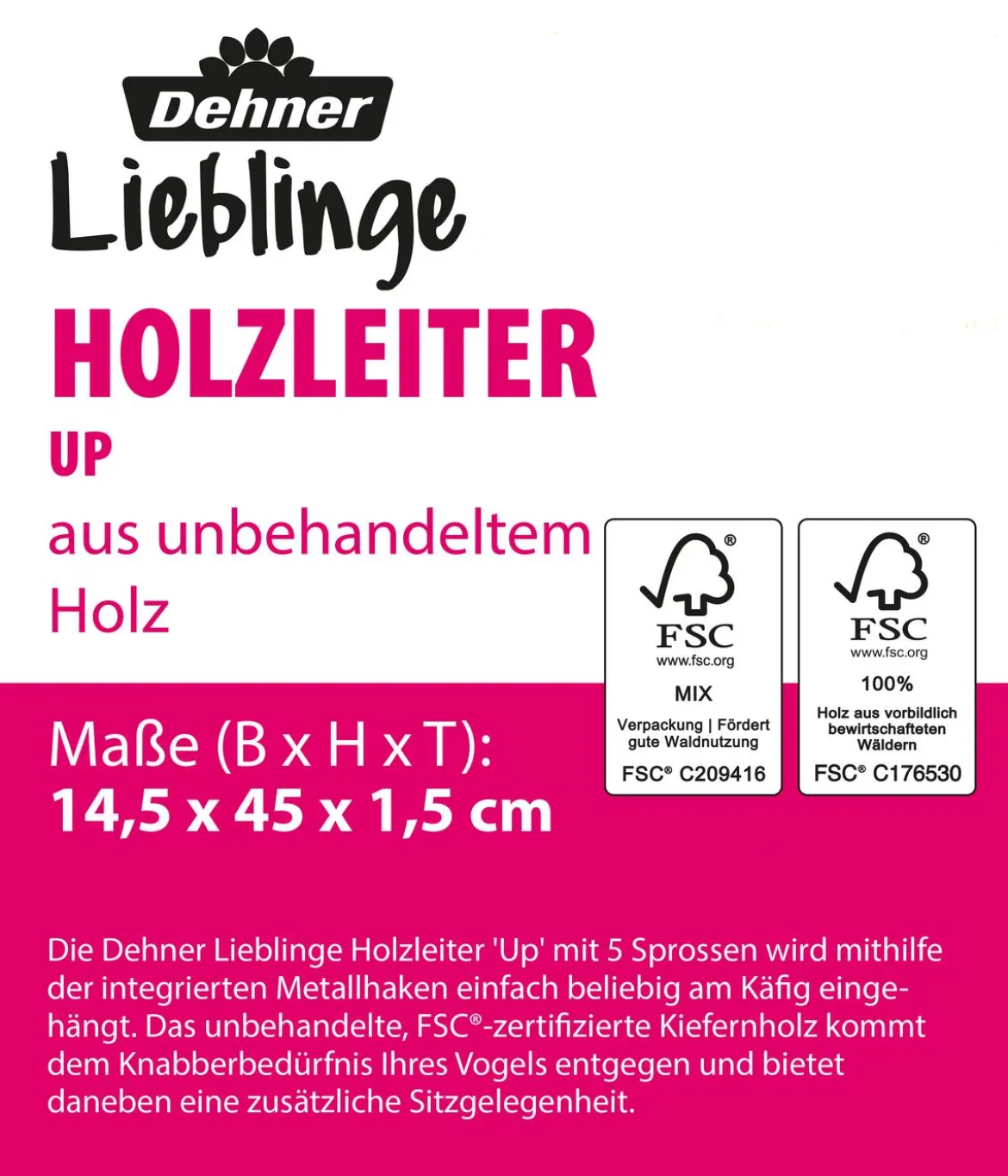 Dehner Lieblinge Holzleiter up, ca. B14,5/H45/T1,5 cm