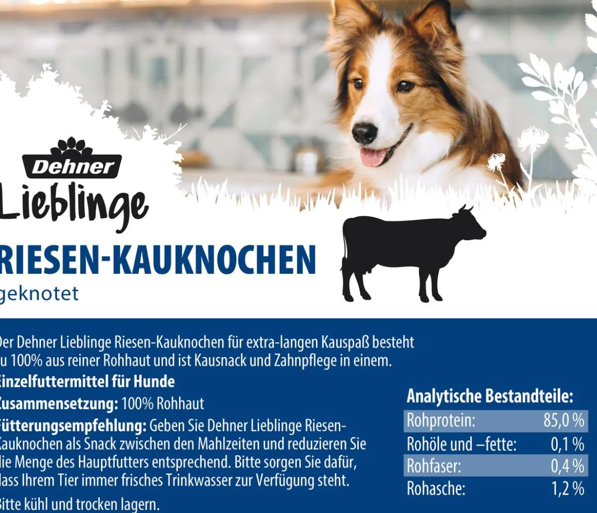 Dehner Lieblinge Hundesnack Riesen-Kauknochen, geknotet, 360 g