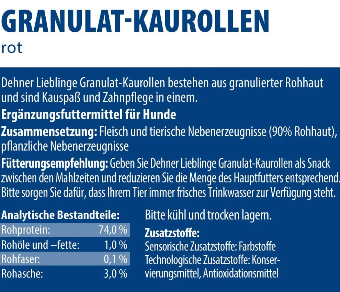 Dehner Lieblinge Hundesnack Granulat-Kaurollen, rot, 50 Stk.
