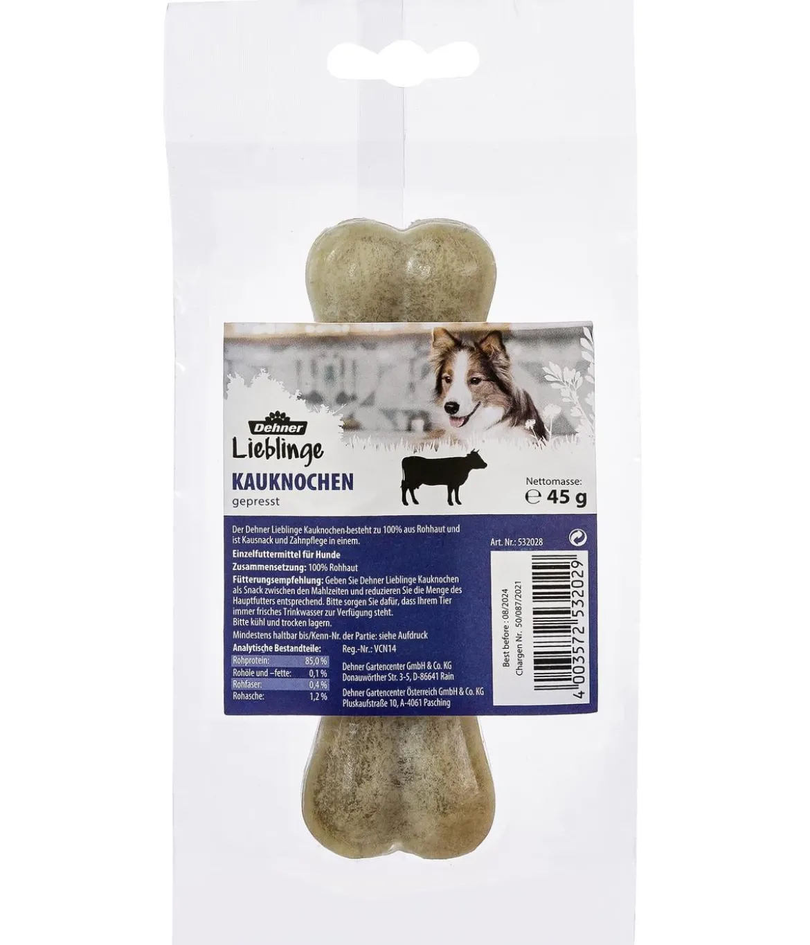 Dehner Lieblinge Hundesnack Kauknochen, gepresst, 45 g