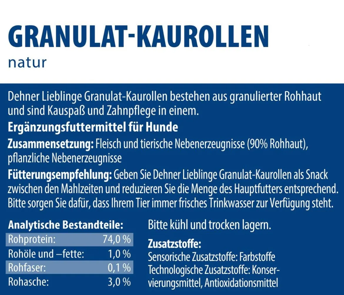 Dehner Lieblinge Hundesnack Granulat-Kaurollen, natur, 50 Stk., 350 g