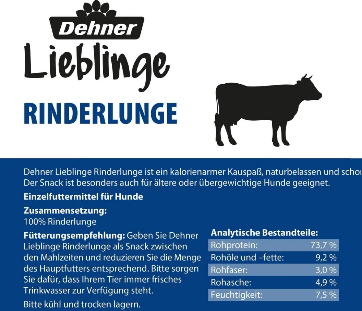 Dehner Lieblinge Hundesnack Rinderlunge, 500 g