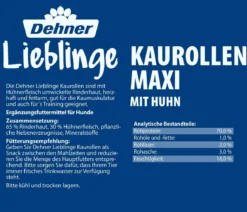 Dehner Lieblinge Hundesnack Kaurollen Maxi mit Huhn, 200 g