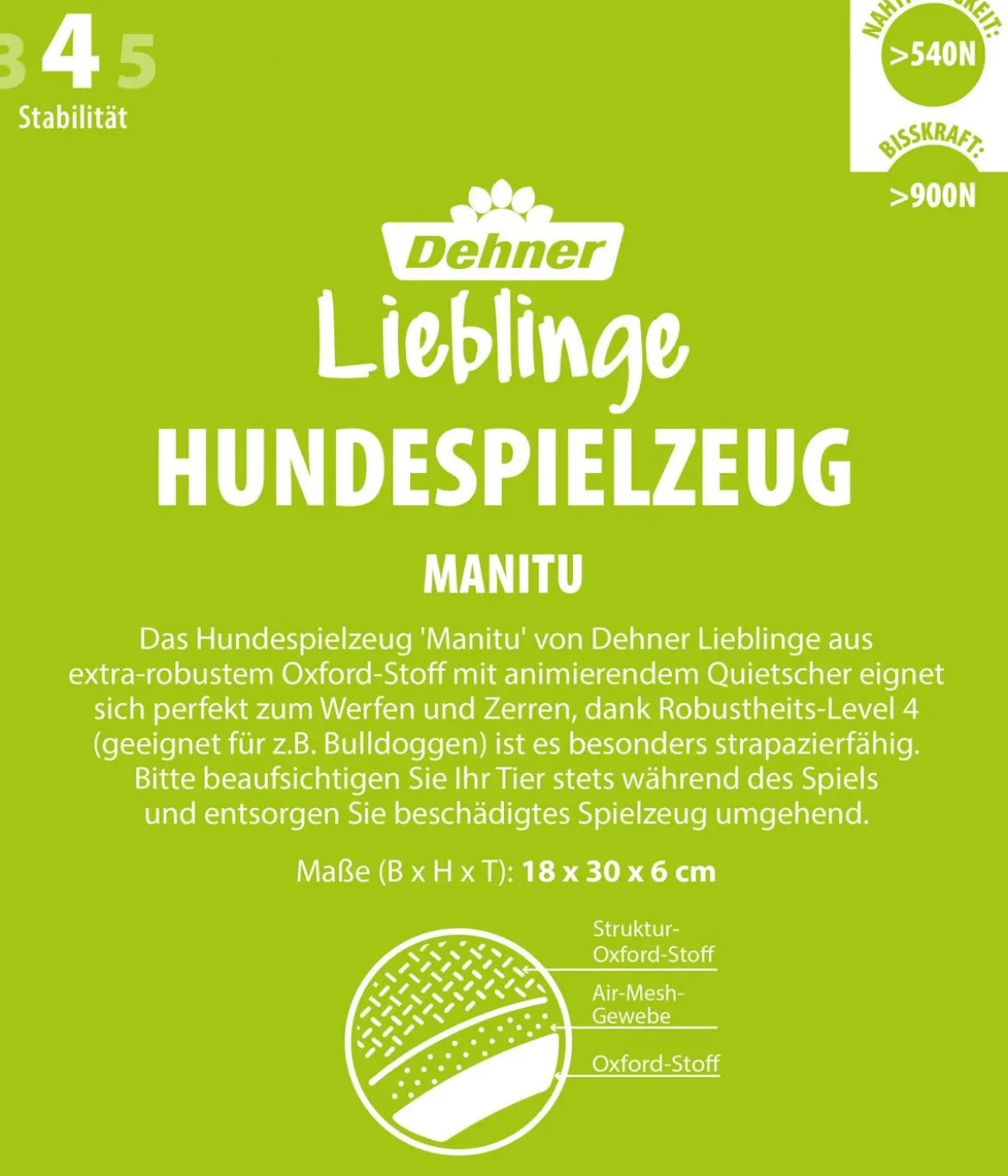 Dehner Lieblinge Hundespielzeug Manitu, ca. B18/H30/T6 cm
