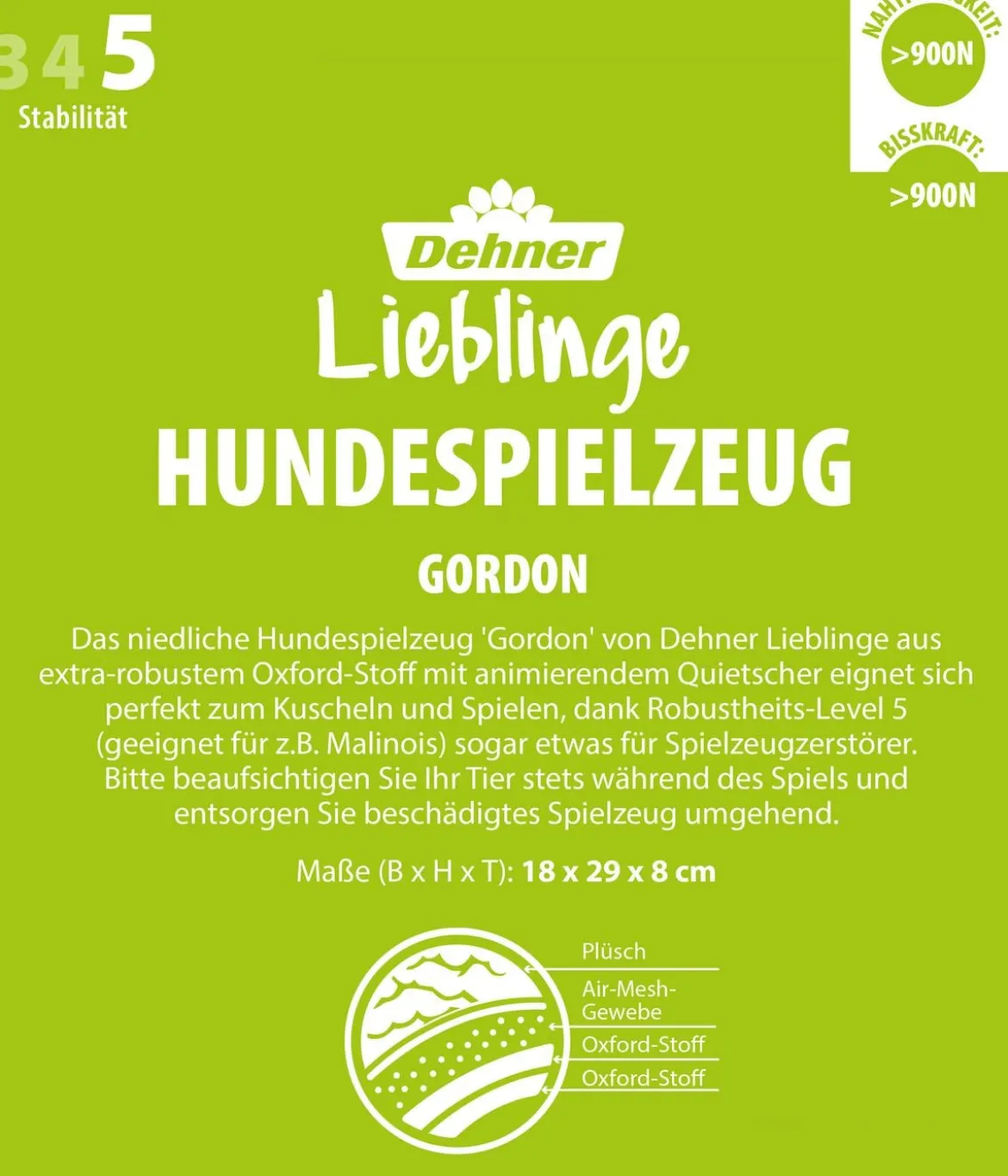 Dehner Lieblinge Hundespielzeug Gordon, ca. B18/H29/T8 cm