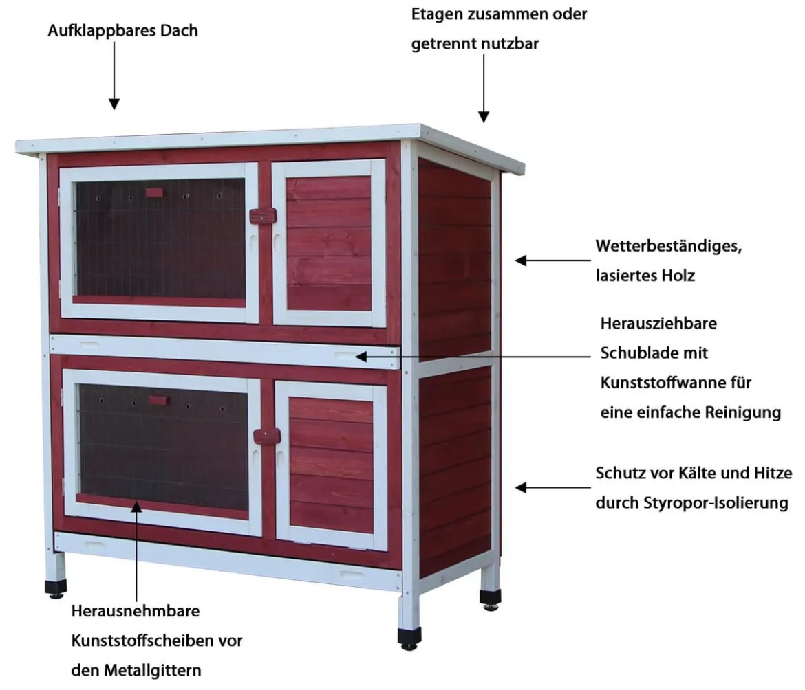 Dehner Lieblinge Kaninchenstall Landhaus, mit Wärmedämmung, ca. B114/H116/T57 cm