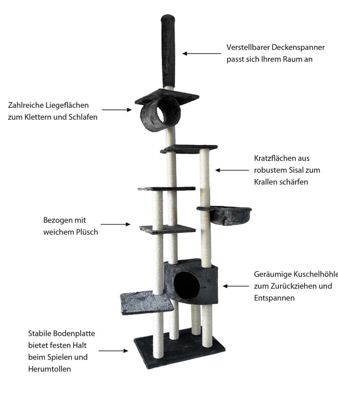 Dehner Lieblinge Kratzbaum Alita, grau, ca. B68/H245-270/T44 cm