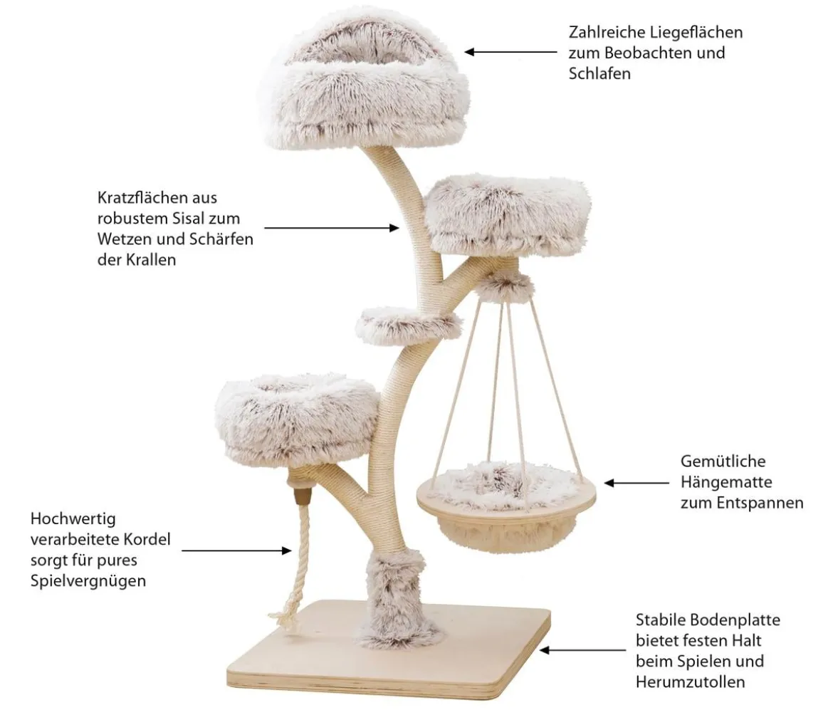 Dehner Lieblinge Kratzbaum Bonnie, beige/weiß, ca. B58/H130/T58 cm