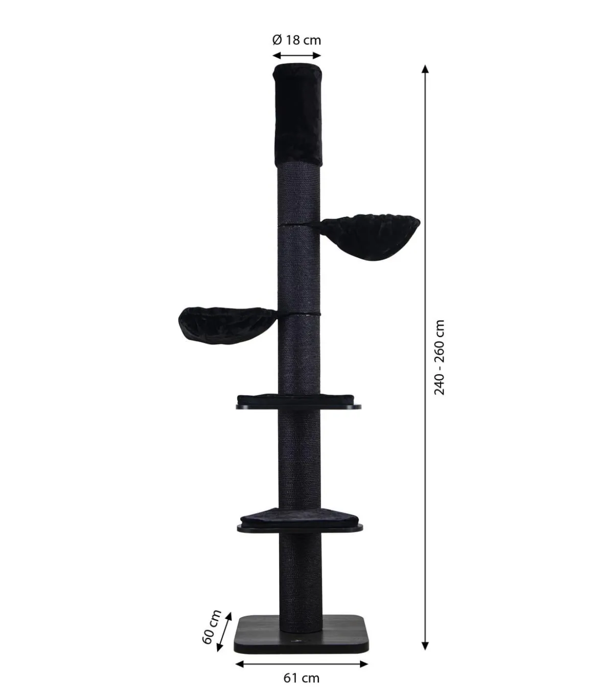 Dehner Lieblinge Kratzbaum Isis, schwarz, ca. B60/H240-260/T60 cm