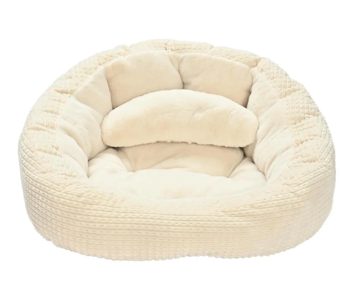 Dehner Lieblinge Kuschelbett Flocke, oval, weiß, ca. B75/H36/T70 cm