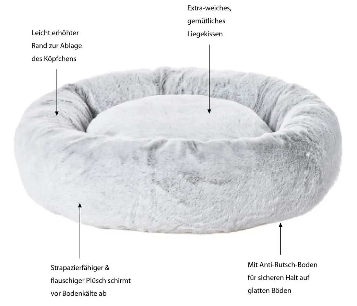 Dehner Lieblinge Kuschelbett Tender, rund, grau