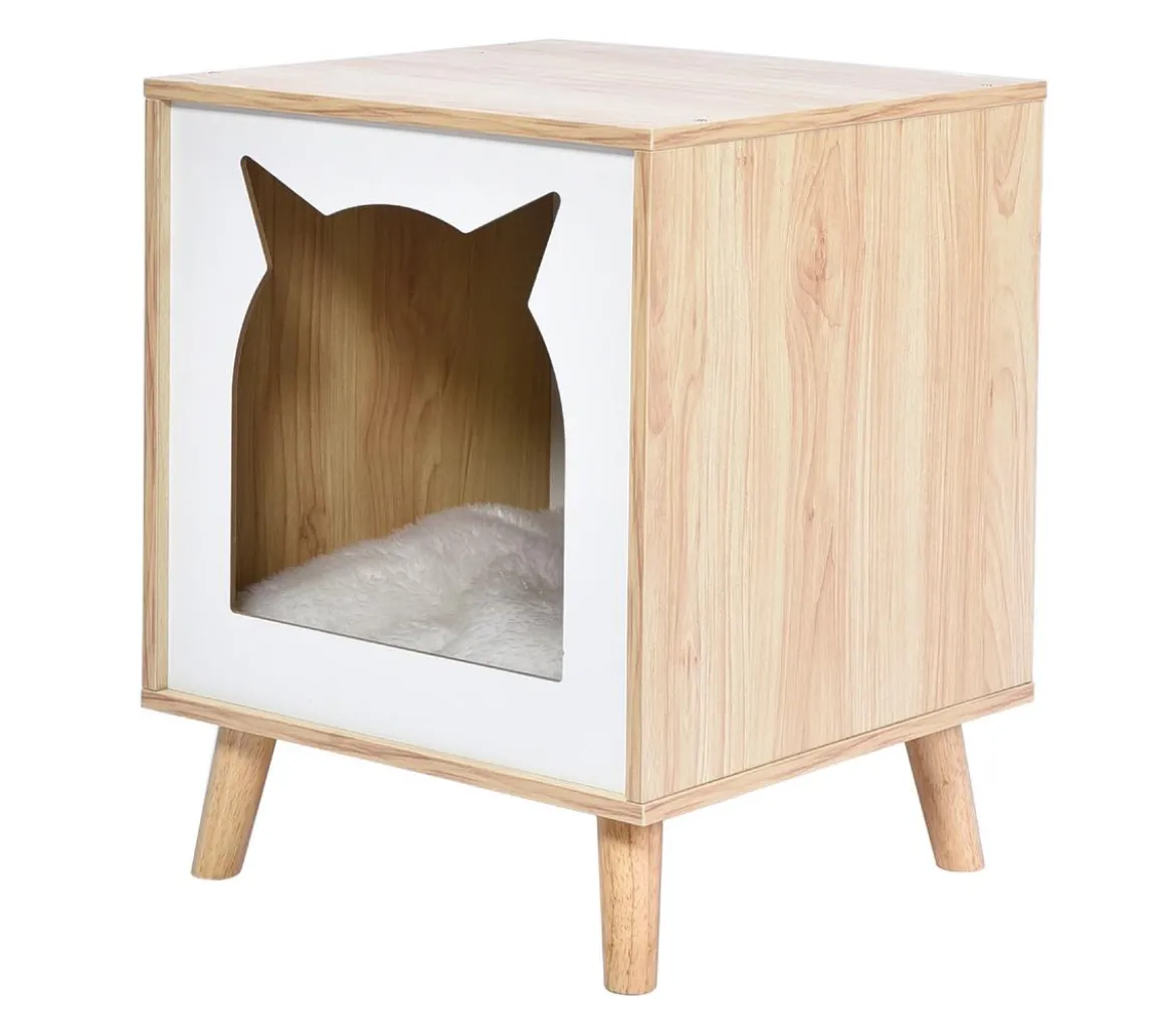 Dehner Lieblinge Kuschelhöhle Dexi, weiß/braun, ca. B40/H50/T40 cm
