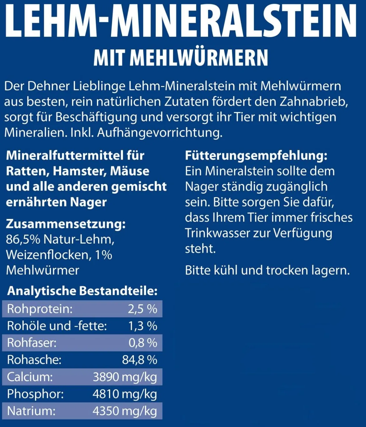 Dehner Lieblinge Lehm-Mineralstein Mehlwurm, 100 g