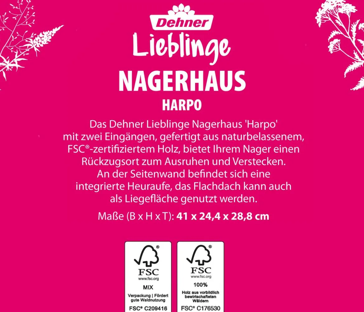 Dehner Lieblinge Nagerhaus Harpo, ca. B41/H24,4/T28,8 cm