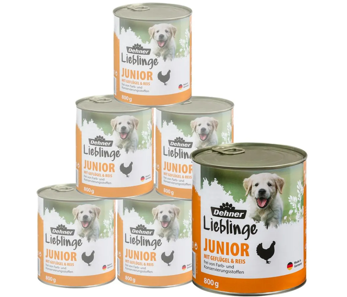 Dehner Lieblinge Nassfutter für Hunde Junior, Geflügel & Reis