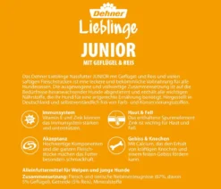 Dehner Lieblinge Nassfutter für Hunde Junior, Geflügel & Reis