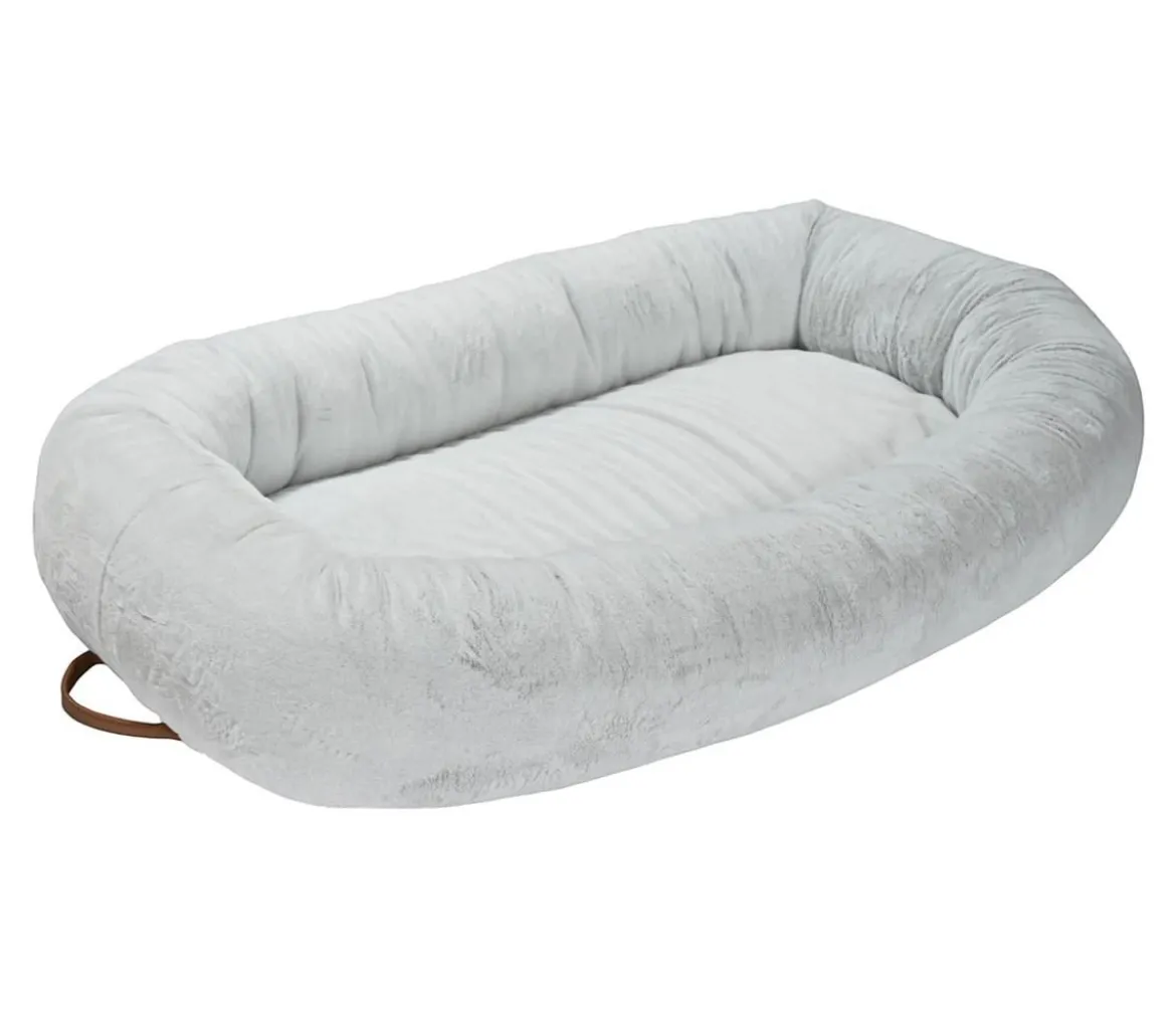 Dehner Lieblinge Orthopädisches Kuschelbett Giant, oval, grau, ca. B175/H35/T100 cm