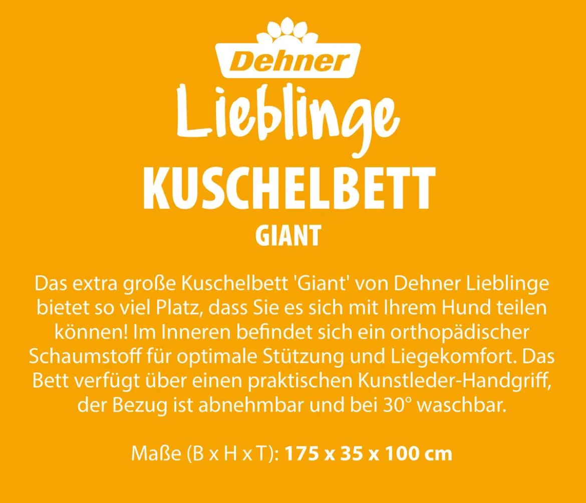 Dehner Lieblinge Orthopädisches Kuschelbett Giant, oval, grau, ca. B175/H35/T100 cm