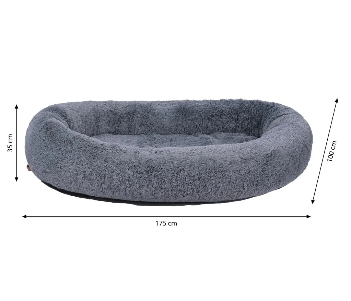 Dehner Lieblinge Orthopädisches Kuschelbett Giant, oval, grau, ca. B175/H35/T100 cm
