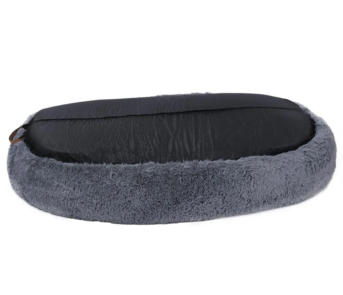 Dehner Lieblinge Orthopädisches Kuschelbett Giant, oval, grau, ca. B175/H35/T100 cm