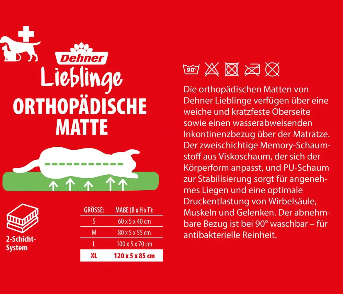 Dehner Lieblinge Orthopädische Hundematte Somnus, rechteckig, grau