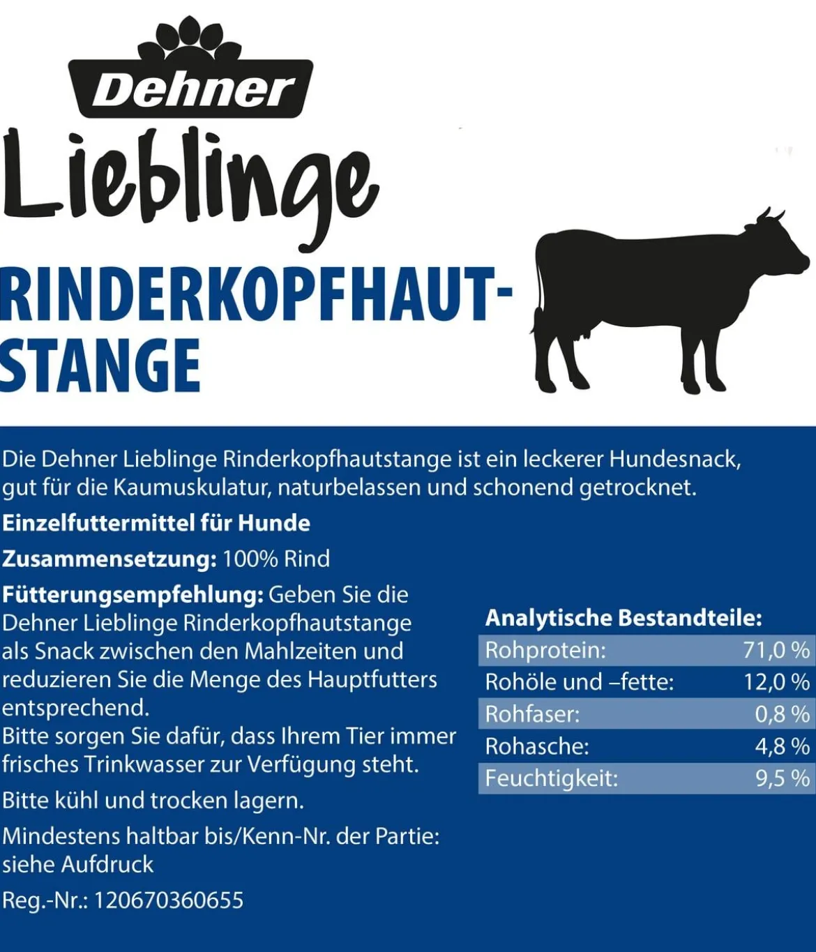 Dehner Lieblinge Rinderkopfhaut-Stange, 150 g